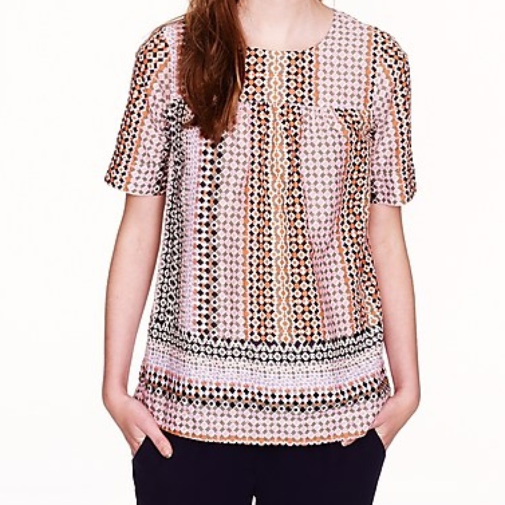 J. Crew Pink Kaleidoscope Print Top